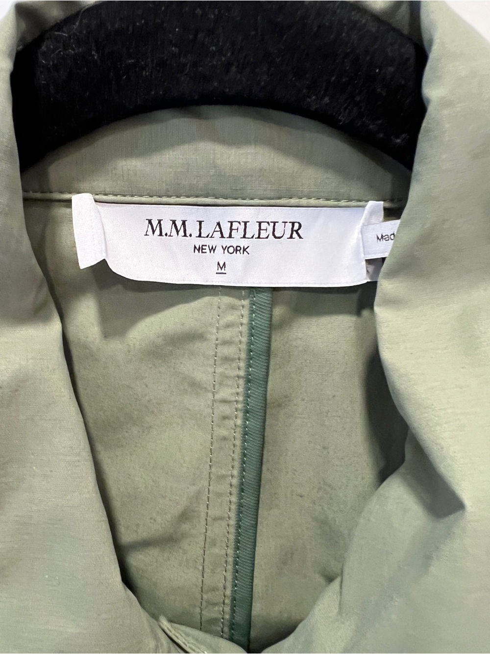 M.M. LAFLEUR THE NESS JACKET IN CRISP COTTON, TARRAGON, SIZE M. - Picture 6 of 16